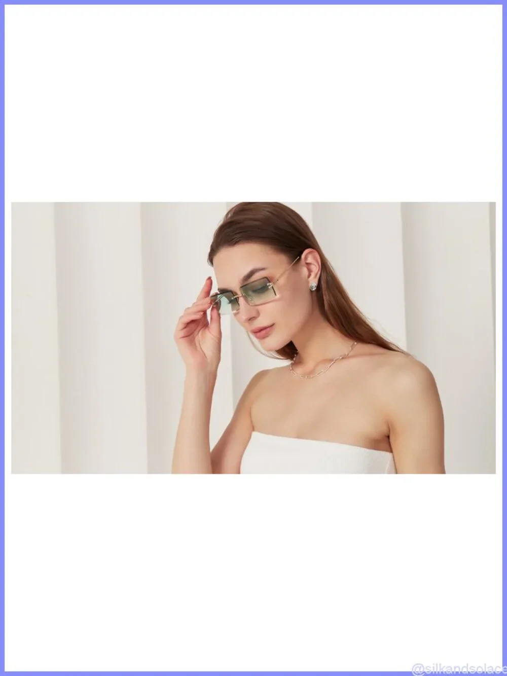 Rimless Square Metal Frame Sunglasses Retro UV400 Lightweight Unisex